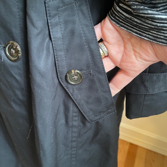 Banana Republic Women’s Classic Black Lined Trench Coat Like New SZ Petite Small - Picture 7 of 13